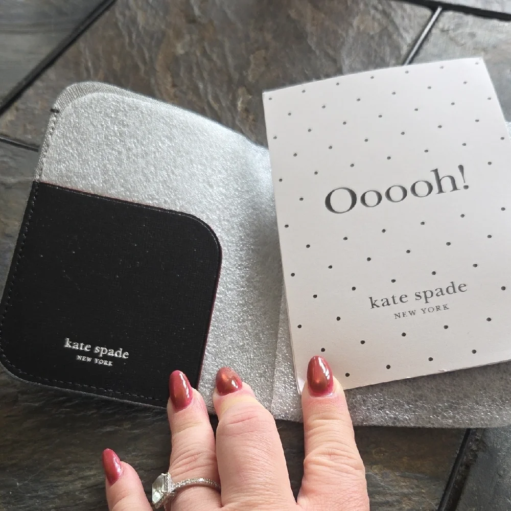 kate spade Black & Multi-color Glitter Leather Logo Passport Wallet - Picture 2 of 7